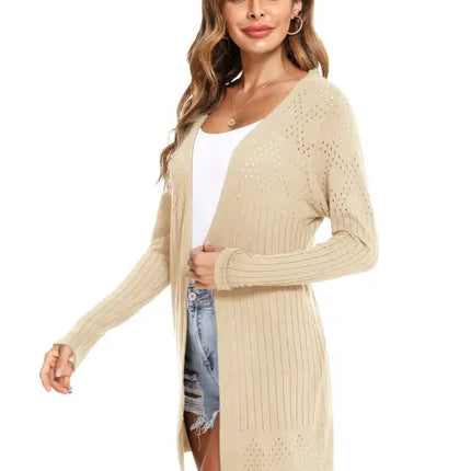 Cárdigan de manga larga de punto abierto para mujer 