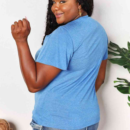 Double Take Ruched V-Neck Short Sleeve T-Shirt - Vickie Lynn's