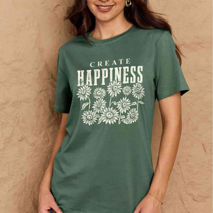 Simply Love Full Size CREATE HAPPINESS Graphic Cotton T-Shirt