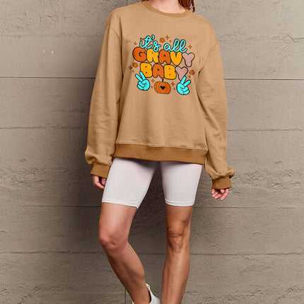 Simply Love Full Size IT'S ALL GRAVY BABY Long Sleeve Sweatshirt