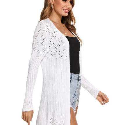 Cárdigan de manga larga de punto abierto para mujer 