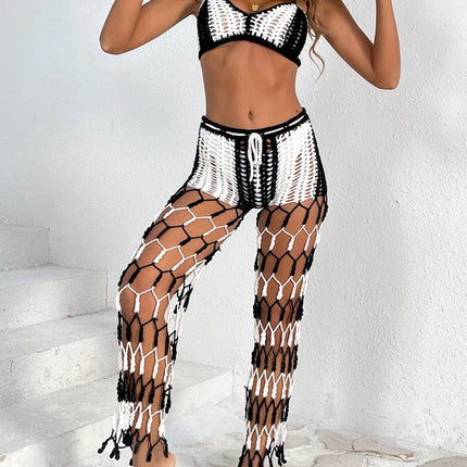 Cutout Halter Neck Top and Pants Two-Piece Swim Set