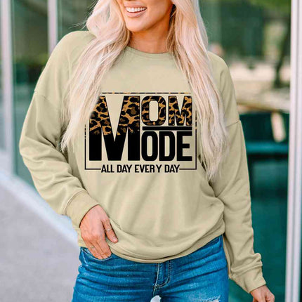 Letter Graphic Leopard Dropped Shoulder Sweatshirt