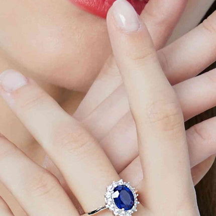 Synthetic Sapphire 925 Sterling Silver Ring