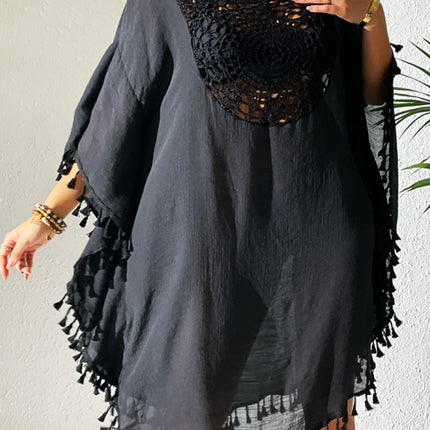 Tassel Cutout Scoop Neck Cover-Up Dress