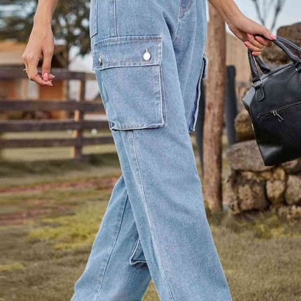Loose Fit Long Jeans with Pockets