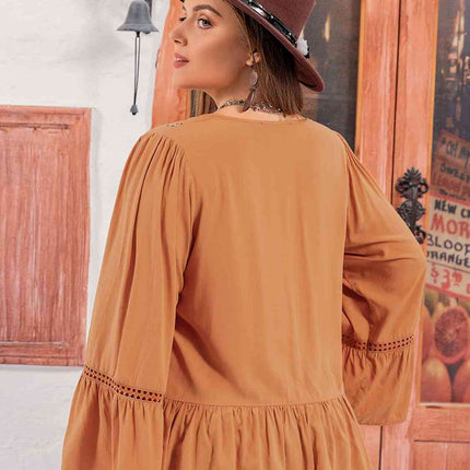 Plus Size V-Neck Peplum Blouse