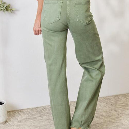 RISEN Full Size Raw Hem Wide-Leg Jeans