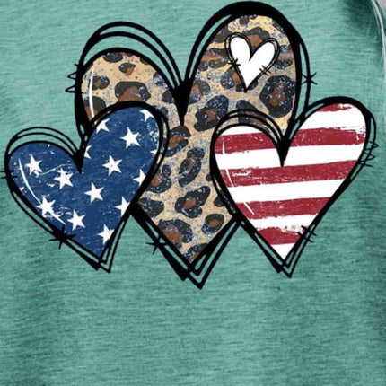 US Flag Leopard Heart Graphic Tee