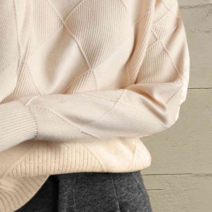 Geometric Turtleneck Long Sleeve Sweater - Vickie Lynn's