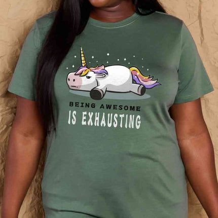 Simply Love Full Size BEING AWESOME IS EXHAUSTING Graphic Cotton Tee