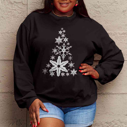 Simply Love Full Size Snowflake Christmas Tree Graphic Sweatshirt