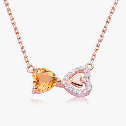 Citrine Heart 925 Sterling Silver Necklace