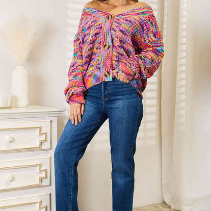 Woven Right V-Neck Long Sleeve Cardigan