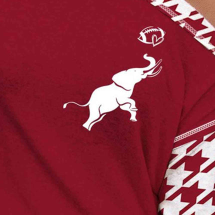 Houndstooth Long Sleeve Asymmetrical Neck Top