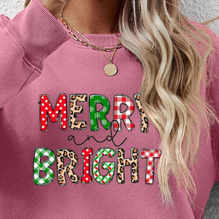 MERRY AND BRIGHT Round Neck Sweatshirt