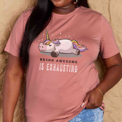 Simply Love Full Size BEING AWESOME IS EXHAUSTING Graphic Cotton Tee