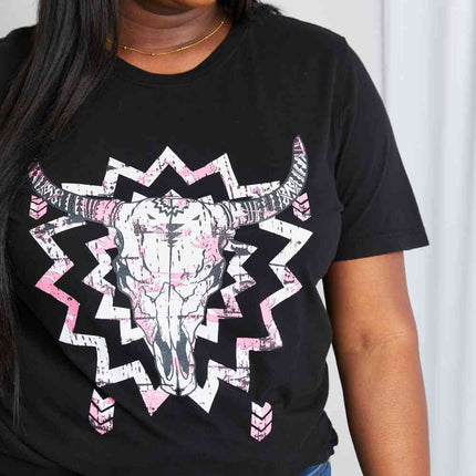 mineB Full Size Graphic Round Neck Tee Shirt