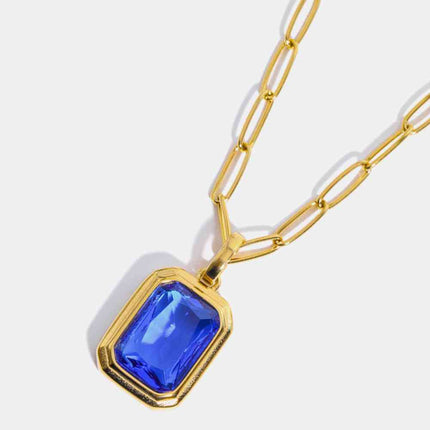 Zircon 18K Gold-Plated Geometrical Shape Pendant Necklace