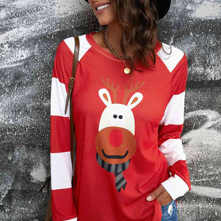 Reindeer Graphic Raglan Sleeve T-Shirt