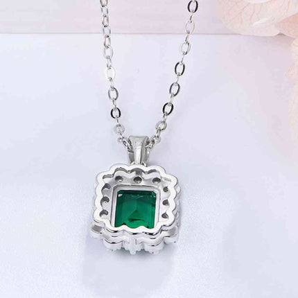 1.5 Carat Lab-Grown Emerald Pendant 925 Sterling Silver Necklace