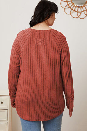 Basic Bae Full Size Ribbed Thumbhole Sleeve T-Shirt - Vickie Lynn's