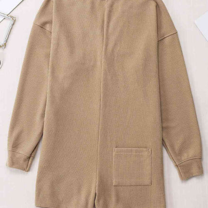 Notched Neck Long Sleeve Romper