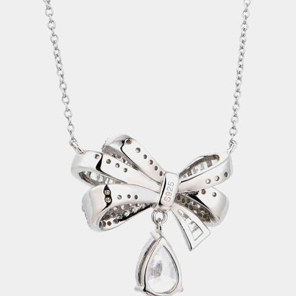 Teardrop Shape 925 Sterling Silver Zircon Pendant Necklace