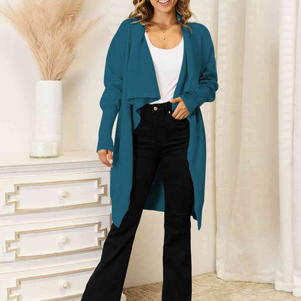 Long Sleeve Open Front Longline Cardigan