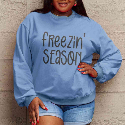 Simply Love Full Size FREEZIN' SEASON Graphic Sweatshirt
