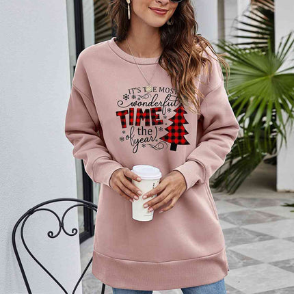 Christmas Tree Graphic Drop Shoulder Sweatshirt