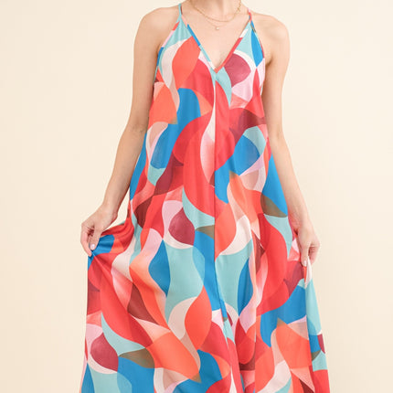 And the Why Printed Crisscross Back Cami Dress