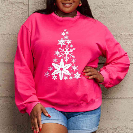Simply Love Full Size Snowflake Christmas Tree Graphic Sweatshirt