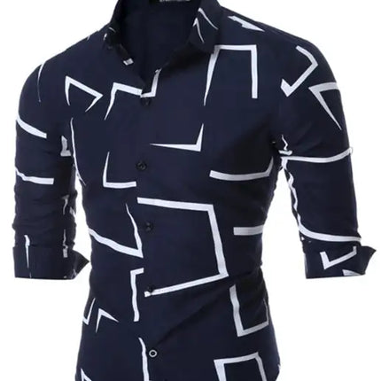 Men's Spring/Summer Fashion Printed Long Sleeve Shirt