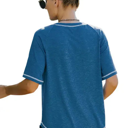 Ladies Summer Fashion Round Neck Loose Short Sleeve T-Shirt Tops