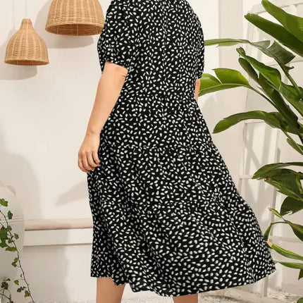 Vestido estampado de manga corta para mujer talla grande 