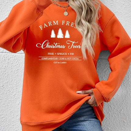 Graphic Round Neck Dropped Shoulder Sweatshirt