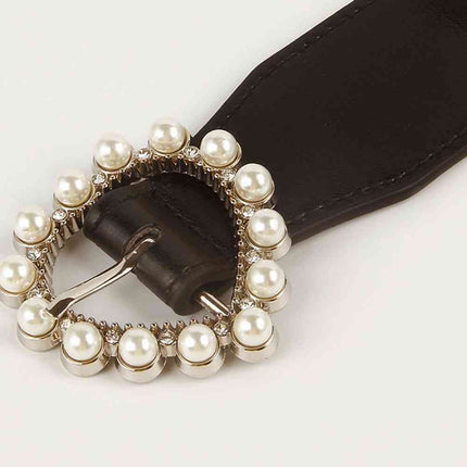 Pearl Heart Buckle Elastic Belt
