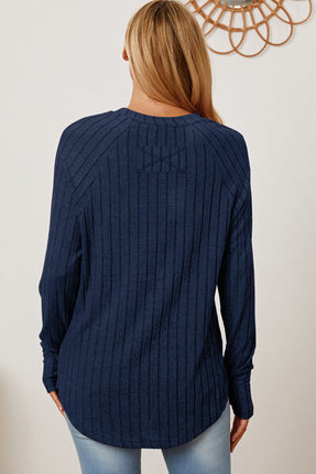 Basic Bae Full Size Ribbed Thumbhole Sleeve T-Shirt - Vickie Lynn's