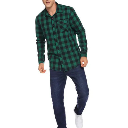 Men's Flannel Plaid Long Sleeve Shirt