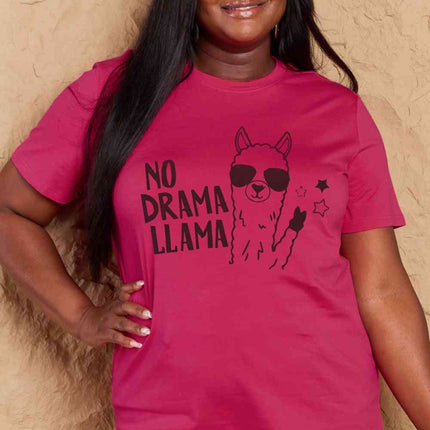 Simply Love Full Size NO DRAMA LLAMA Graphic Cotton Tee