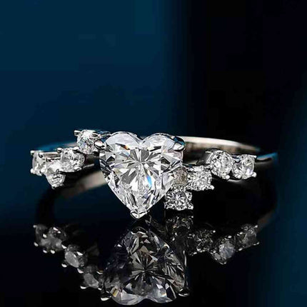 1 Carat Moissanite Heart 925 Sterling Silver Ring