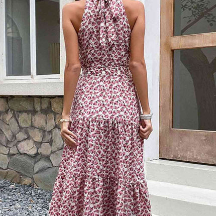 Floral Tie-Waist Tiered Dress