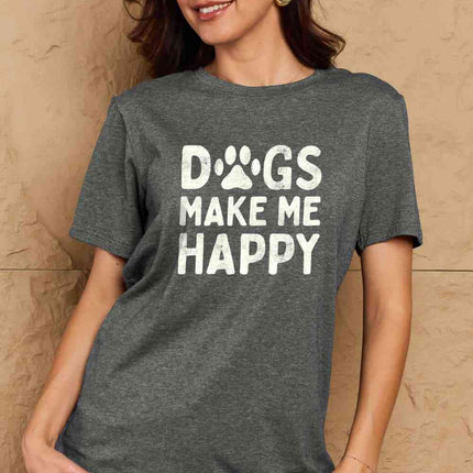 Simply Love Full Size DOGS MAKE ME HAPPY Graphic Cotton T-Shirt