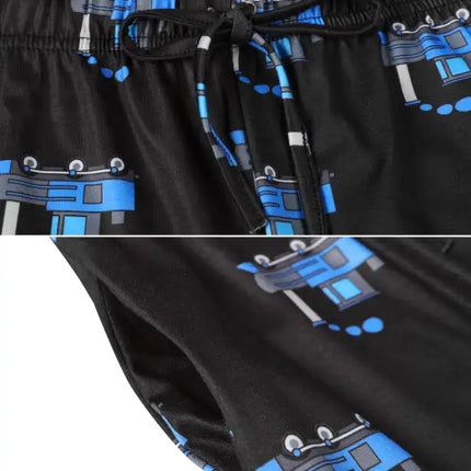 Boy's' Round Neck Cartoon Pattern Short Sleeve Shorts Cotton Pajamas Set