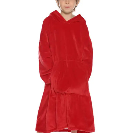 Manta perezosa con bolsillo y capucha de terciopelo de gran tamaño 