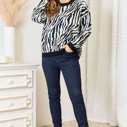 Heimish Full Size Zebra Print Sweater