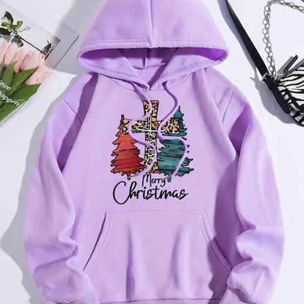 MERRY CHRISTMAS Graphic Drawstring Hoodie