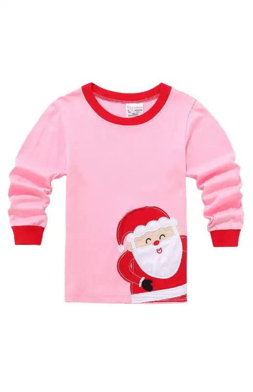 Children's Cotton Crew Neck Long Sleeve Trousers Print Christmas Suit