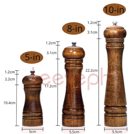 Salt and Pepper Mills, Solid Wood Pepper Mill